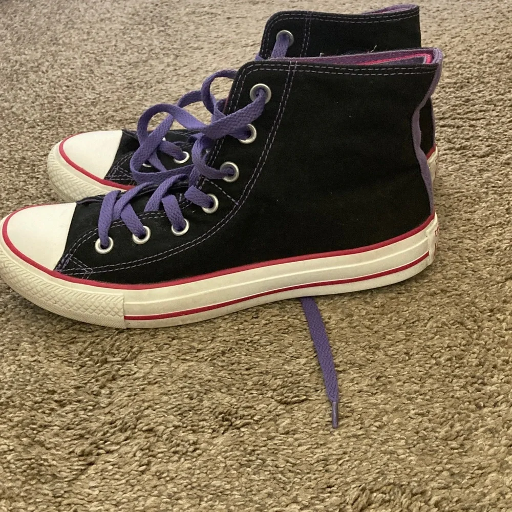 Black and Purple High-Top Converse - Picture 6 of 7